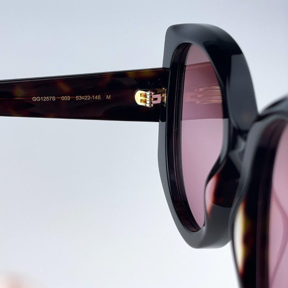 Gucci GG1257S 003 Sunglasses Havana Gradient Red Butterfly Oversized Women - Picture 13 of 14